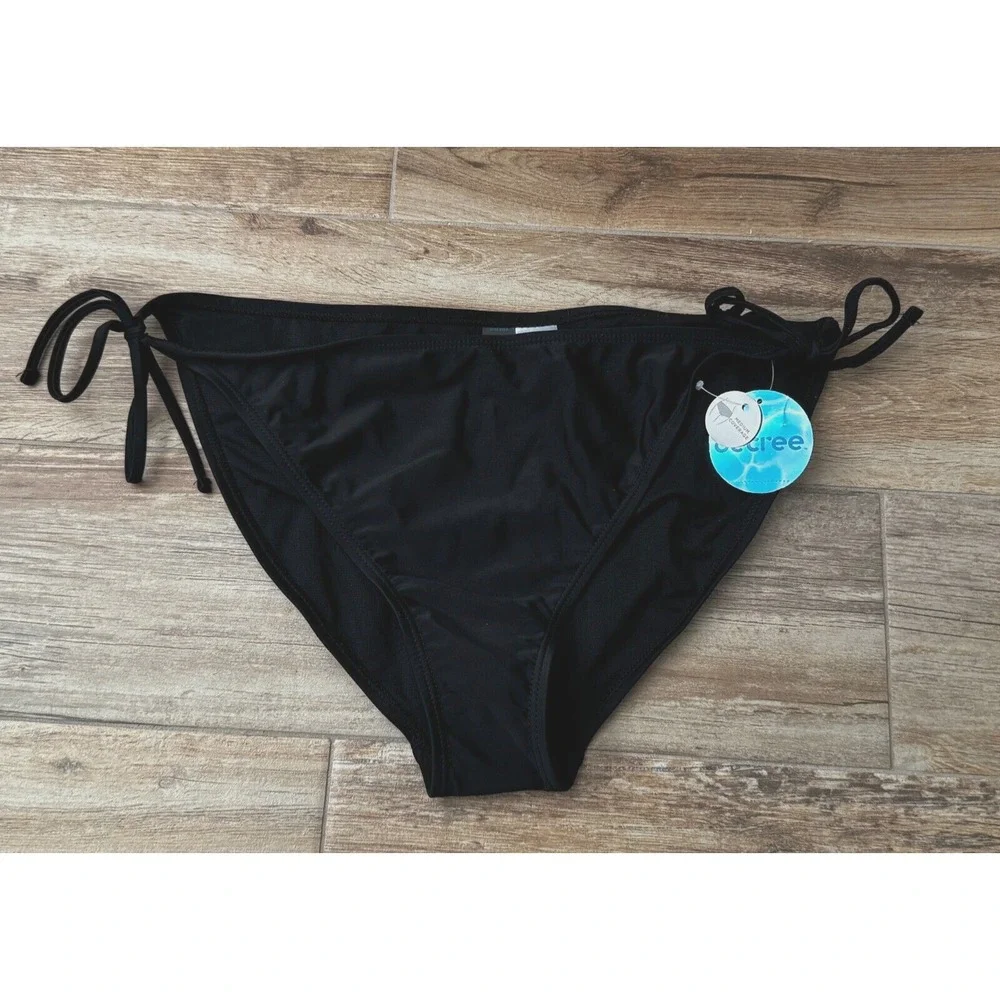 Decree Bikini Swimsuit Bottoms Black New Medium Coverage Low-Rise Size XXL Ties‎